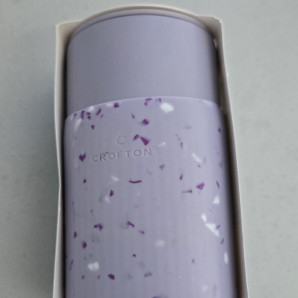Crofton Purple Speckled Ceramic travel mug. NEW